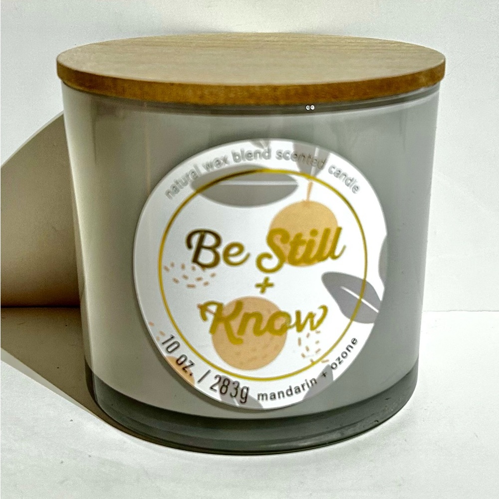 Kirkland's 10oz 2 Wick Candle Natural Wax Be Still Know Scented Mandarin Ozone